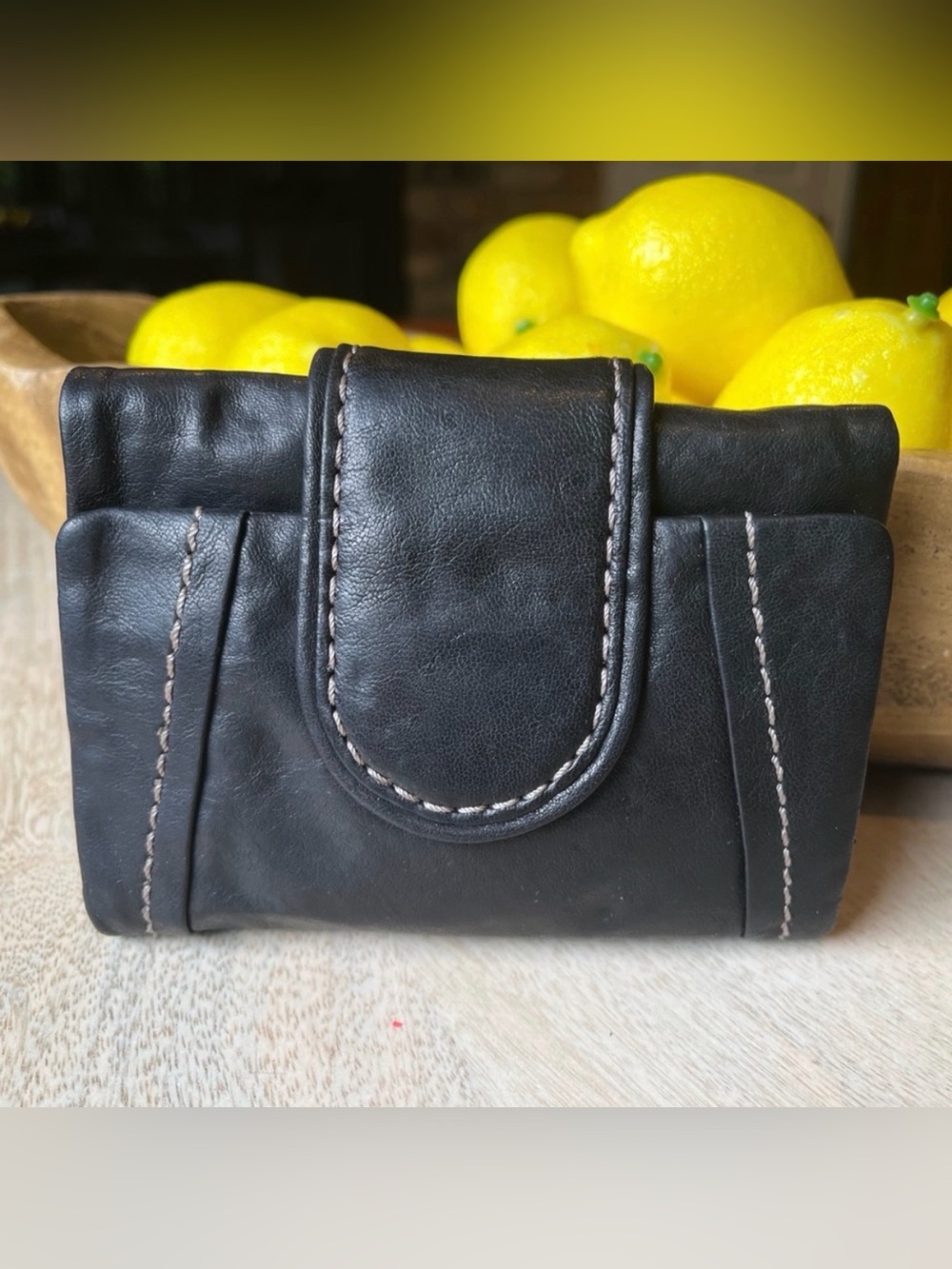 Fossil Black Leather Wallet Never Used Classic Design